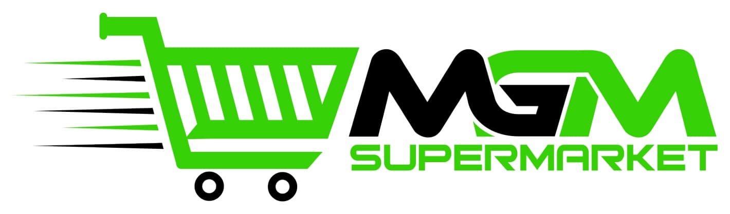 The MGM Supermarket mark: a green shopping cart in motion beside the letters MGM